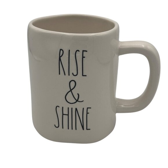 Rae Dunn Artisan Collection Rise & Shine White Ceramic Coffee Mug - Picture 1 of 4